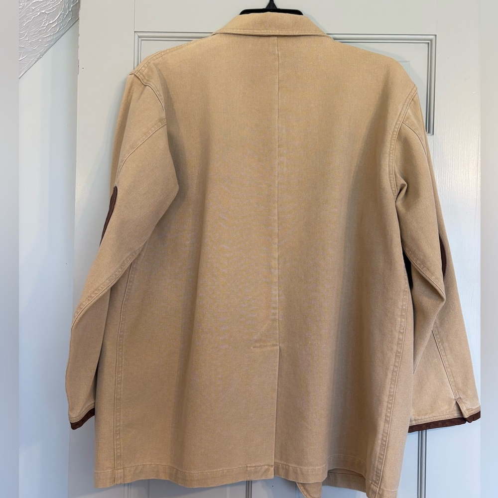 Dunn’s Supply Khaki Hunting Outdoor Shooting Jacket  100% Cotton Elbow Patches L - Picture 2 of 10